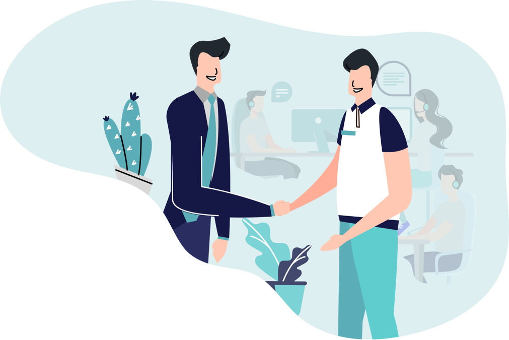 man shaking hand illustration